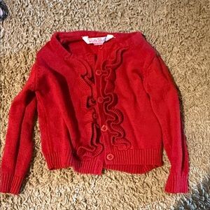 Ruffle Butts Red Ruffle-Front Cardigan